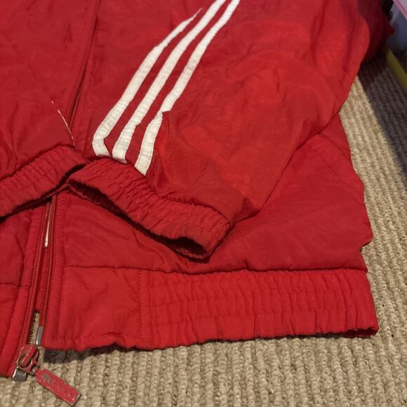 90s 80s Vintage Mens L ADIDAS ORIGINALS Nylon Red Running Track Jacket - Picture 7 of 16